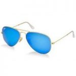 Ray-ban Aviator Sunglasses Rb3025 112/4d Gold/ Polarised Blue Flash 58mm